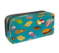 VAPOKF Astuccio portapenne per studenti con cerniera, per ragazzi e ragazze, per scuola e ufficio, sfondo senza cuciture con fragole, Fast Food Cartoon, 2.3x8.2x3.9in/6x21x10cm, Astuccio