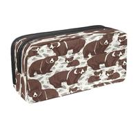 VAPOKF Astuccio portapenne per studenti con cerniera, per ragazzi e ragazze, per scuola e ufficio, silhouette con gatto che gioca, Famiglia Orsi e Cuccioli, 2.3x8.2x3.9in/6x21x10cm, Astuccio