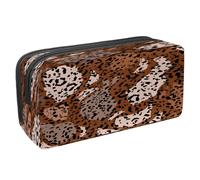 VAPOKF Astuccio portapenne per studenti con cerniera, per ragazzi e ragazze, per scuola e ufficio, silhouette con gatto che gioca, Stampa leopardata animale, 2.3x8.2x3.9in/6x21x10cm, Astuccio