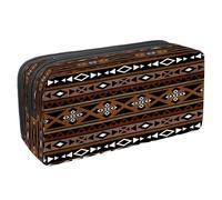 VAPOKF Astuccio portapenne per studenti con cerniera, per ragazzi e ragazze, per scuola e ufficio, silhouette con gatto che gioca, Motivo tribale azteco, 2.3x8.2x3.9in/6x21x10cm, Astuccio