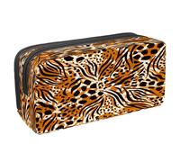 VAPOKF Astuccio portapenne per studenti con cerniera, per ragazzi e ragazze, per scuola e ufficio, silhouette con gatto che gioca, Modello senza cuciture della pelle di animale,