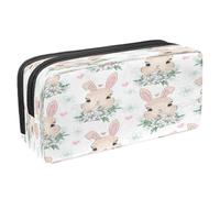 VAPOKF Astuccio portapenne per studenti con cerniera, per ragazzi e ragazze, per scuola e ufficio, simpatici animali a forma di cuore, Coniglietto e fiori di camomilla, 2.3x8.2x3.9in/6x21x10cm,