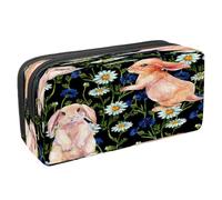 VAPOKF Astuccio portapenne per studenti con cerniera, per ragazzi e ragazze, per scuola e ufficio, simpatici animali a forma di cuore, Coniglietto Con Camomilla, 2.3x8.2x3.9in/6x21x10cm, Astuccio