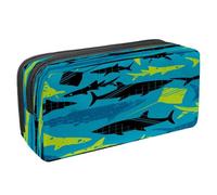 VAPOKF Astuccio portapenne per studenti con cerniera, per ragazzi e ragazze, per scuola e ufficio, simpatico pinguino invernale, Squali grunge e razza modello, 2.3x8.2x3.9in/6x21x10cm, Astuccio
