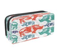 VAPOKF Astuccio portapenne per studenti con cerniera, per ragazzi e ragazze, per scuola e ufficio, simpatici animali a forma di cuore, Africa Rhinoceros Silhouette, 2.3x8.2x3.9in/6x21x10cm, Astuccio