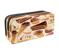 VAPOKF Astuccio portapenne per studenti con cerniera, per ragazzi e ragazze, per scuola e ufficio, torte al cioccolato, gelati, macaron, Torte Al Cioccolato Gelati Macaron, 2.3x8.2x3.9in/6x21x10cm,