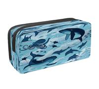 VAPOKF Astuccio portapenne per studenti con cerniera, per ragazzi e ragazze, per scuola e ufficio, torte al cioccolato, gelati, macaron, Squalo marino balena polpo delfino medusa,