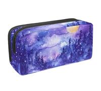 VAPOKF Astuccio portapenne per studenti, per ragazzi, ragazze, scuola e ufficio, albero della foresta notturna con paesaggio di luna piena, Multi, 2.3x8.2x3.9in/6x21x10cm, Organizer per borse