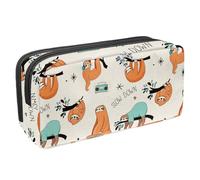 VAPOKF Astuccio portapenne per studenti, per ragazzi, ragazze, scuola e ufficio, con bradipi che ascoltano la radio, Multi, 2.3x8.2x3.9in/6x21x10cm, Organizer per borse
