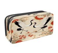 VAPOKF Astuccio portapenne per studenti, per ragazzi, ragazze, scuola e ufficio, con due gru su rami di peonia