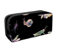 VAPOKF Astuccio portapenne per studenti, per ragazzi, ragazze, scuola e ufficio, con lumaca, libellula, coleotteri e farfalle, Multi, 2.3x8.2x3.9in/6x21x10cm, Organizer per borse