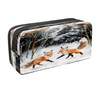 VAPOKF Astuccio portapenne per studenti, per ragazzi, ragazze, scuola e ufficio, con piccole volpi sulla neve