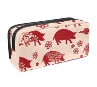 VAPOKF Astuccio portapenne per studenti, per ragazzi, ragazze, scuola e ufficio, con scritta "Happy Chinese New Year of Pig, Multi, 2.3x8.2x3.9in/6x21x10cm, Organizer per borse