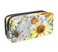 VAPOKF Astuccio portapenne per studenti, per ragazzi, ragazze, scuola e ufficio, girasole e fiori di camomilla, Multi, 2.3x8.2x3.9in/6x21x10cm, Organizer per borse