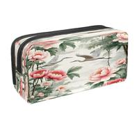 VAPOKF Astuccio portapenne per studenti, per ragazzi, ragazze, scuola e ufficio, motivo: aironi volano su peonia rosa