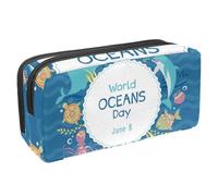 VAPOKF Astuccio portapenne per studenti, per ragazzi, ragazze, scuola e ufficio, motivo: animali marini della Giornata mondiale dell'oceano, Multi, 2.3x8.2x3.9in/6x21x10cm, Organizer per borse
