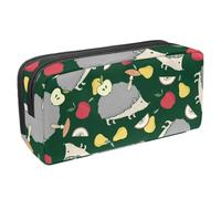 VAPOKF Astuccio portapenne per studenti, per ragazzi, ragazze, scuola e ufficio, motivo con riccio e mela, Multi, 2.3x8.2x3.9in/6x21x10cm, Organizer per borse