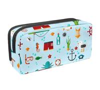 VAPOKF Astuccio portapenne per studenti, per ragazzi, ragazze, scuola e ufficio, motivo creature oceaniche, Multi, 2.3x8.2x3.9in/6x21x10cm, Organizer per borse