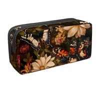 VAPOKF Astuccio portapenne per studenti, per ragazzi, ragazze, scuola e ufficio, motivo: farfalla sui campi di fiori selvatici, Multi, 2.3x8.2x3.9in/6x21x10cm, Organizer per borse