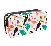 VAPOKF Astuccio portapenne per studenti, per ragazzi, ragazze, scuola e ufficio, motivo: fenicotteri e tucani Toco, Multi, 2.3x8.2x3.9in/6x21x10cm, Organizer per borse