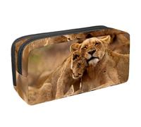 VAPOKF Astuccio portapenne per studenti, per ragazzi, ragazze, scuola e ufficio, motivo: leonessa e cucciolo, Multi, 2.3x8.2x3.9in/6x21x10cm, Organizer per borse