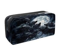 VAPOKF Astuccio portapenne per studenti, per ragazzi, ragazze, scuola e ufficio, motivo: lupi ruggenti