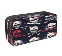 VAPOKF Astuccio portapenne per studenti, per ragazzi, ragazze, scuola e ufficio, motivo: teschio di sangue e ossa