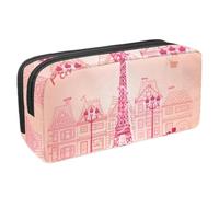 VAPOKF Astuccio portapenne per studenti, per ragazzi, ragazze, scuola e ufficio, motivo: Torre Eiffel di Parigi, rosa, Multi, 2.3x8.2x3.9in/6x21x10cm, Organizer per borse