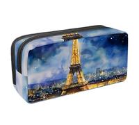 VAPOKF Astuccio portapenne per studenti, per ragazzi, ragazze, scuola e ufficio, paesaggio notturno con torre della città di Parigi, Multi, 2.3x8.2x3.9in/6x21x10cm, Organizer per borse