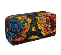 VAPOKF Astuccio portapenne per studenti, per ragazzi, ragazze, scuola e ufficio, sfondo colorato con Torre di Parigi, Multi, 2.3x8.2x3.9in/6x21x10cm, Organizer per borse