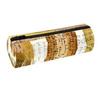 VAPOKF Astuccio vintage con pagine di ricette stampate, astuccio portapenne in pelle PU, organizer per cancelleria per studenti, astuccio per trucchi, per donne, ragazze, ragazzi, bambini, scuola e