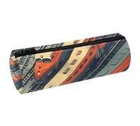 VAPOKF Astuccio vintage con stampa treno su ferrovia, in pelle PU, astuccio per penne, cancelleria per studenti, astuccio per trucchi per donne, ragazze, ragazzi, bambini, scuola e ufficio, Multi