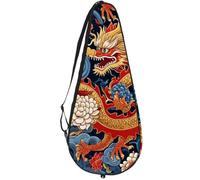 VAPOKF Auspicious Dragon - Borsa per racchette da tennis, con motivo peonia, per racchette da tennis, può contenere fino a 2 racchette