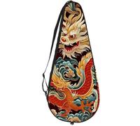 VAPOKF Auspicious Dragons - Borsa per racchette da tennis, con fiori di peonia, custodia per racchette da tennis, può contenere fino a 2 racchette