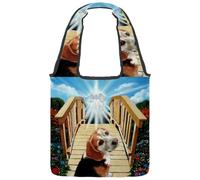 VAPOKF Beagle Dog Heading over Bridge Tote Bags - Borsa a tracolla da donna, grande, riutilizzabile, per scuola, lavoro, ufficio, viaggi, shopping, stile casual
