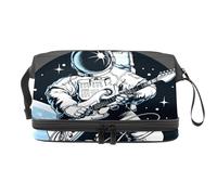VAPOKF Beauty case blu con illustrazione di polpo e mare ad acquerello, per donne e ragazze, borsa da viaggio per trucchi pratica borsa organizer con scomparto per pennelli, Multicolore 3, 27x15x14 cm