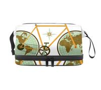 VAPOKF Beauty case blu con illustrazione di polpo e mare ad acquerello, per donne e ragazze, borsa da viaggio per trucchi pratica borsa organizer con scomparto per pennelli, Multicolore 2., 27x15x14