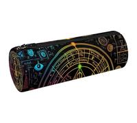 VAPOKF Bill Cipher Wheel Zodiac Canvas Pen Pencil Case Coin Purse Cosmetic Makeup Bag per studenti Cancelleria Scuola Ufficio Storage, Multi, 20x6.3cm/7.9x2.5in, Astucci per matite
