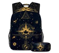 VAPOKF Bill Cipher Wheel Zodiac School Bag Set per adolescenti, ragazze, ragazzi, bambini, zaino per studenti con astuccio per scuola primaria secondaria, Multi, Taglia unica, Set di zaini per la