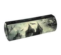 VAPOKF Black Ravens - Astuccio in pelle con motivo antico castello per penne, matite, monete, cosmetici, per studenti, cancelleria, scuola, ufficio