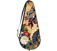 VAPOKF Blue Dragon Blossom - Borsa per racchette da tennis, con motivo peonia, custodia per racchette da tennis, può contenere fino a 2 racchette