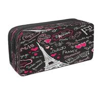 VAPOKF Bonjour Parigi - Astuccio portamatite con cerniera, per ragazzi e ragazze, per scuola e ufficio, Ciao Parigi, 2.3x8.2x3.9in/6x21x10cm, Astuccio portamatite