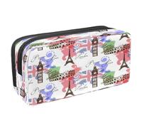 VAPOKF Bonjour Paris - Astuccio portapenne con cerniera, per ragazzi e ragazze, per la scuola e l'ufficio, Monumenti di viaggio famosi europei, 2.3x8.2x3.9in/6x21x10cm, Astuccio