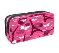 VAPOKF Bonjour Paris - Astuccio portapenne con cerniera, per ragazzi e ragazze, per la scuola e l'ufficio, Farfalla e Torre di Parigi, 2.3x8.2x3.9in/6x21x10cm, Astuccio