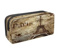 VAPOKF Bonjour Paris - Astuccio portapenne con cerniera, per ragazzi e ragazze, per la scuola e l'ufficio, Torre Eiffel Gurnge Parigi, 2.3x8.2x3.9in/6x21x10cm, Astuccio