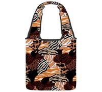 VAPOKF Borsa a tracolla da donna, in tela, con giraffa leopardata e zebra, grande, riutilizzabile, per scuola, lavoro, ufficio, viaggi, shopping, casual