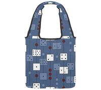 VAPOKF Borsa a tracolla da donna, in tela, con motivo a dadi, grande, riutilizzabile, per scuola, lavoro, ufficio, viaggi, shopping, stile casual