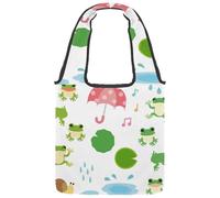 VAPOKF Borsa a tracolla da donna, in tela, con rana che canta, grande, riutilizzabile, per scuola, lavoro, ufficio, viaggi, shopping, stile casual