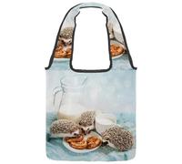 VAPOKF Borsa a tracolla da donna, in tela, con ricci, per mangiare pane, grande, riutilizzabile, per scuola, lavoro, ufficio, viaggi, shopping, casual