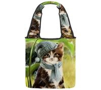 VAPOKF Borsa a tracolla da donna, in tela, con rifugio per gatti, dalla pioggia, sotto le foglie, grande, riutilizzabile, per scuola, lavoro, ufficio, viaggi, shopping, stile casual